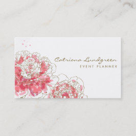 Visita Tarjeta de presentación de Moda Watercolor Peonies