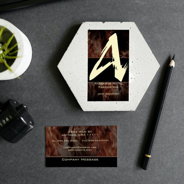 Visita Tarjeta de presentación de Monograma a la Llama (A Flame Monogram Business Card)