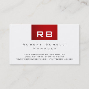 Visita Tarjeta de presentación de Monograma Blanco Rojo