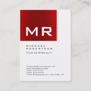 Visita Tarjeta de presentación de Monograma Blanco Rojo d