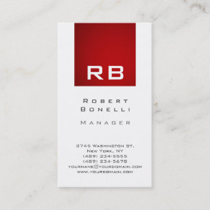 Visita Tarjeta de presentación de Monograma Blanco Rojo V