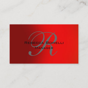 Visita Tarjeta de presentación de Monograma Gris Rojo Úni