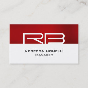 Visita Tarjeta de presentación de Monograma Rojo Blanco