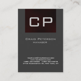 Visita Tarjeta de presentación de Monograma Rojo Gris Gri