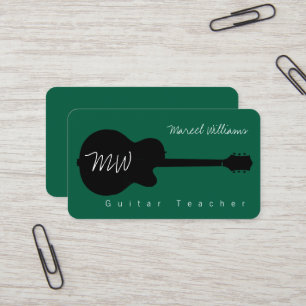 Visita Tarjeta de presentación de música verde con guitar