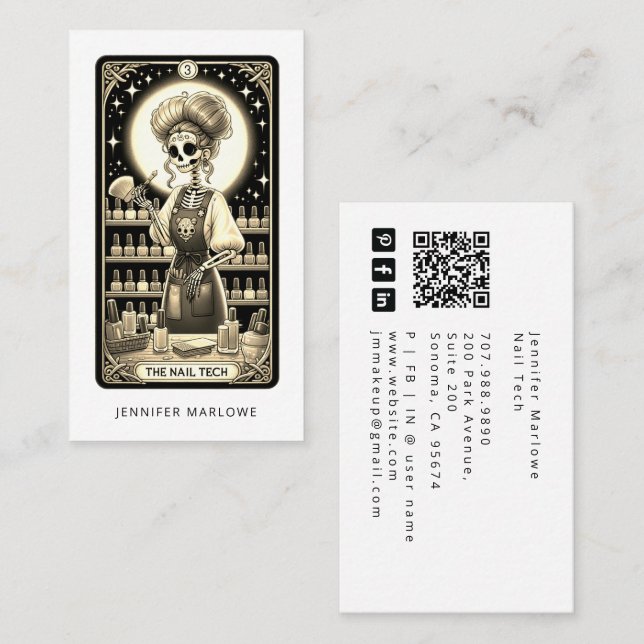 Visita Tarjeta de presentación de Nail Tech Tarot Card (Anverso / Reverso)
