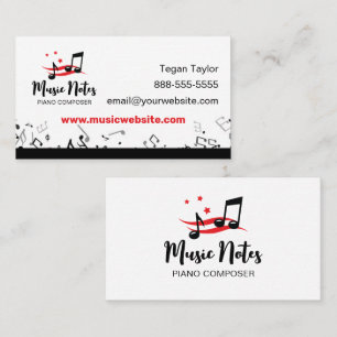 Visita Tarjeta de presentación de notas de música