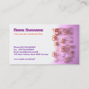 Visita tarjeta de presentación de números