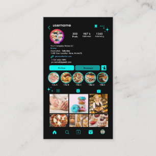 Visita Tarjeta de presentación de panadería Instagram che