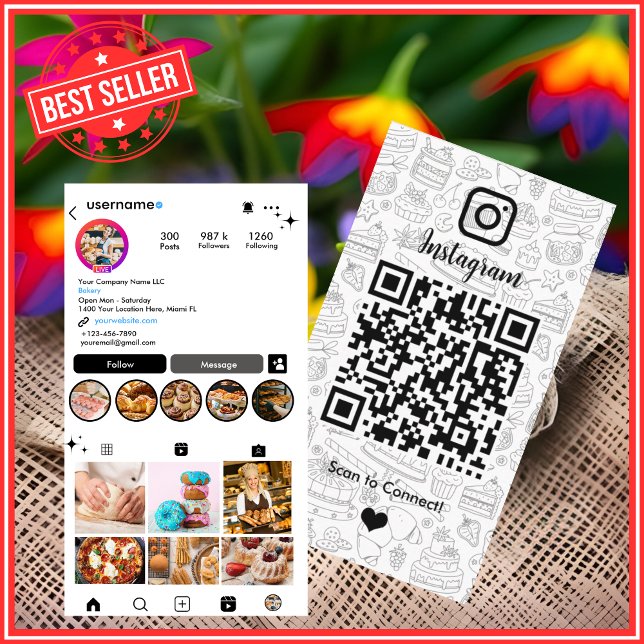 Visita Tarjeta de presentación de panadería Instagram che (Subido por el creador)