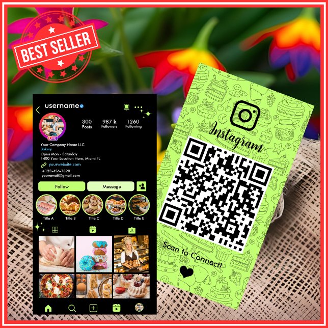 Visita Tarjeta de presentación de panadería Instagram che (Subido por el creador)