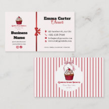 Tarjeta de presentación de panadería Red Stripe Cu