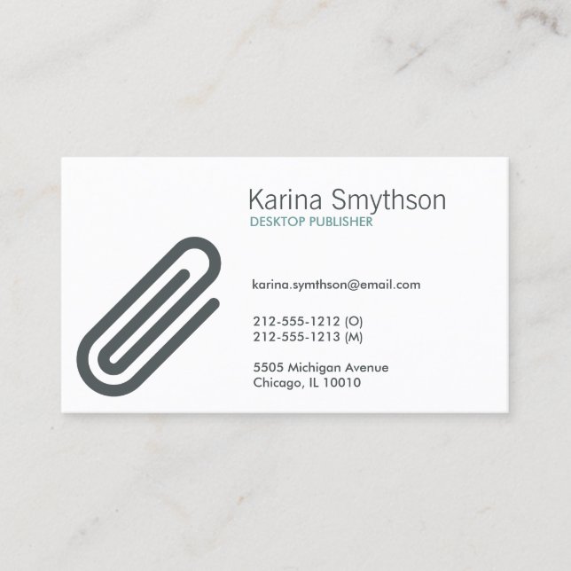 Visita Tarjeta de presentación de PAPERCLIP (Anverso)