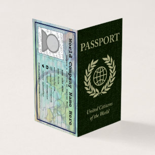 Visita tarjeta de presentación de pasaporte verde