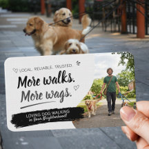 Tarjeta de presentación de paseo de perros y cuida