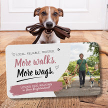 Tarjeta de presentación de paseo de perros y cuida