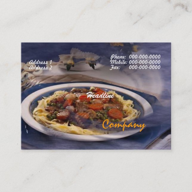 Visita Tarjeta de presentación de Pasta (Anverso)