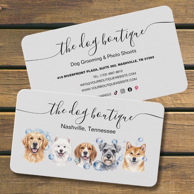 Visita Tarjeta de presentación de peluquería canina (Dog grooming business card)