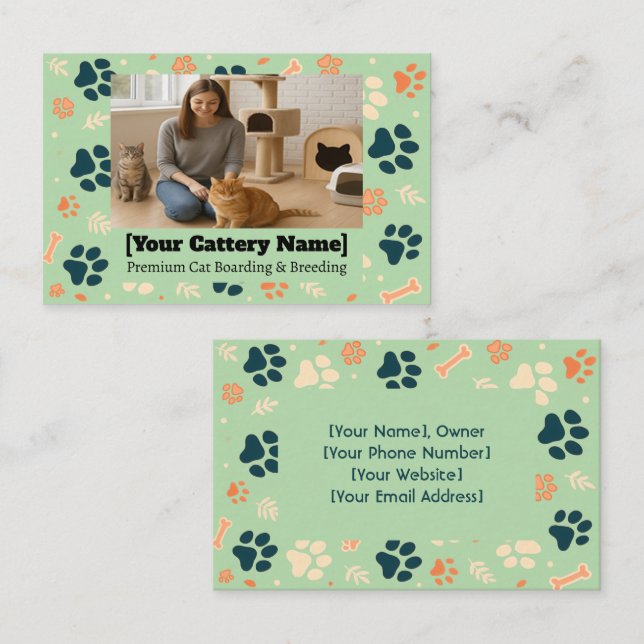 Visita Tarjeta de presentación de personalizable Cattery  (Anverso / Reverso)