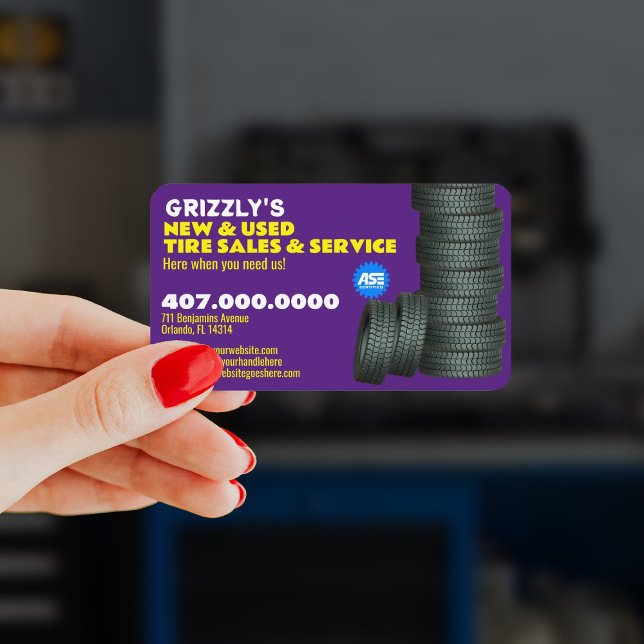 Visita Tarjeta de presentación de Personalizable de servi (Become more visible to potential customers with these tire repair business cards.)