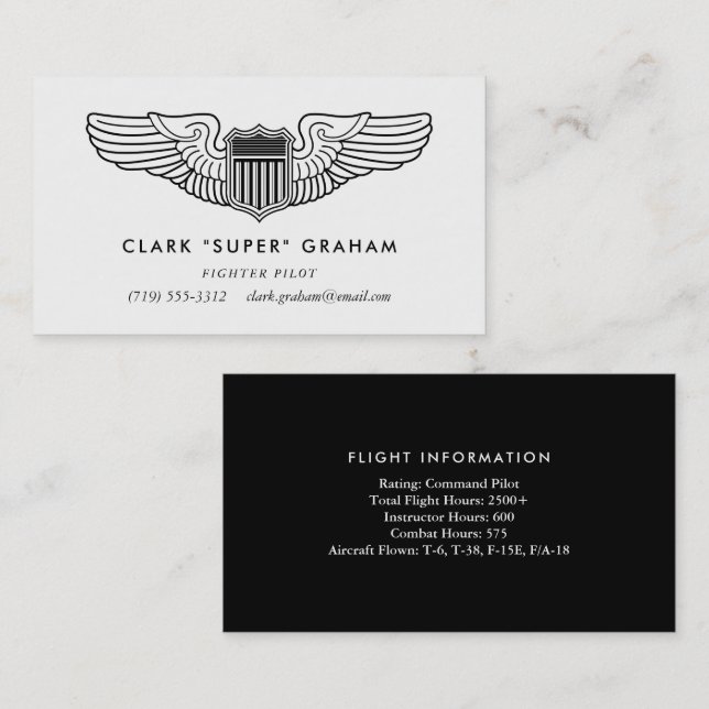 Visita Tarjeta de presentación de Pilot Wings Professiona (Anverso / Reverso)