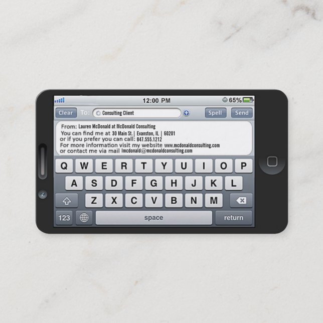 Visita tarjeta de presentación de plantillas de teléfono  (Anverso)