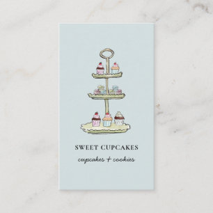 Visita Tarjeta de presentación de postre Cupcakes Blue Cu