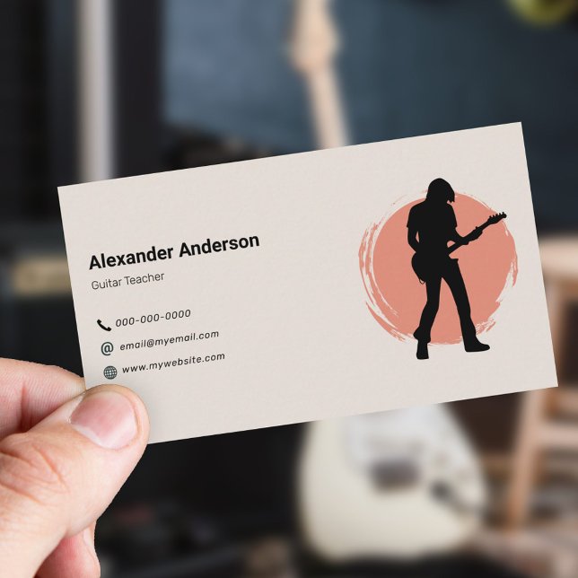 Visita Tarjeta de presentación de profesor de guitarra (Guitar Teacher Business Card)