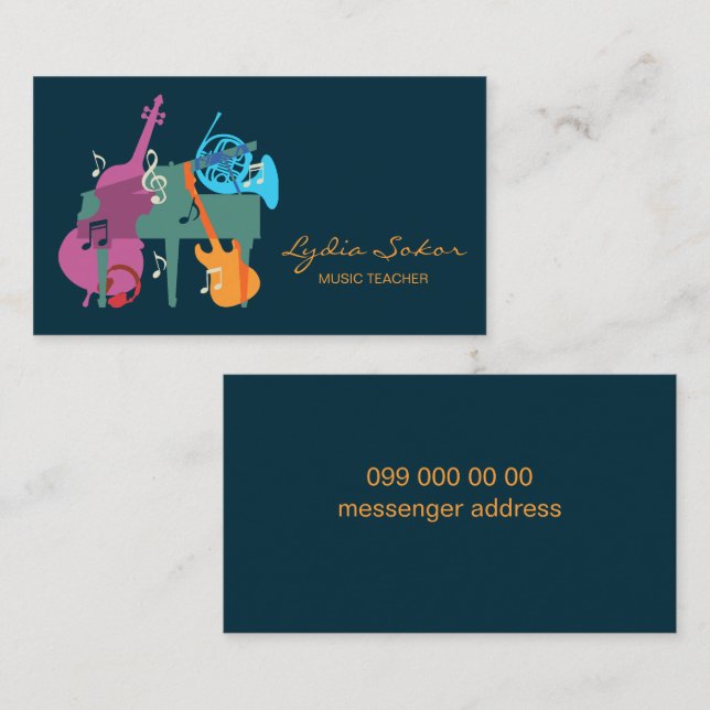 Visita Tarjeta de presentación de profesor de música eleg (Anverso / Reverso)