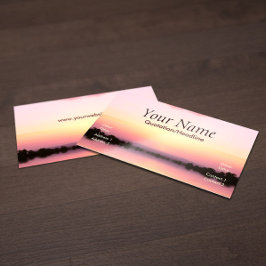 Visita Tarjeta de presentación de puesta de sol rosa
