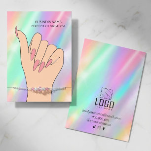 Visita Tarjeta de presentación de pulsera pastel holográf