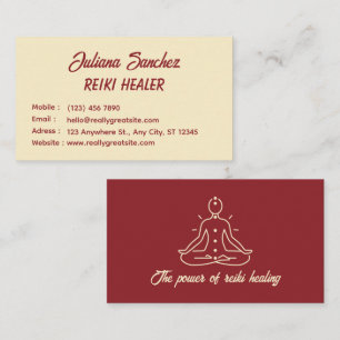 Visita Tarjeta de presentación de Reiki Simple Crema Roja