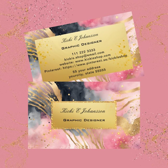 Visita Tarjeta de presentación de Relieve metalizado Purp (Gold Pink Glitter Foil Business Card)
