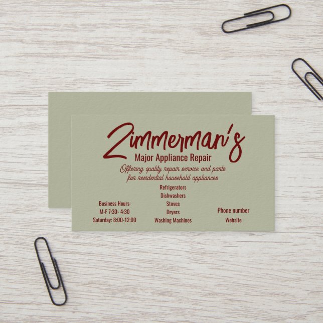 Visita Tarjeta de presentación de reparación de dispositi (Anverso/Reverso In Situ)