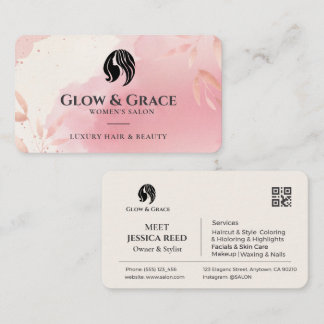 Visita Tarjeta de presentación de salón de belleza rosa d