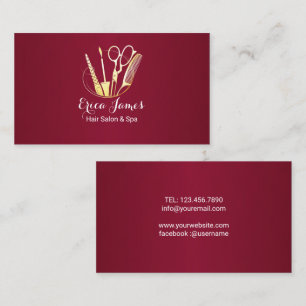 Visita Tarjeta de presentación de salón de belleza y vino