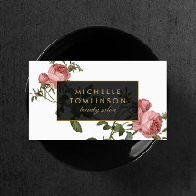 Tarjeta de presentación de salón elegante floral v