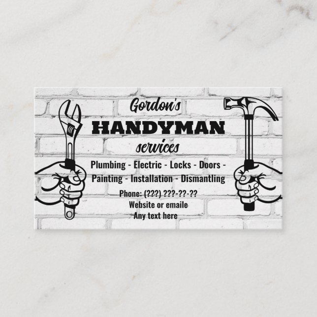 Visita Tarjeta de presentación de Servicios de Handyman (Anverso)