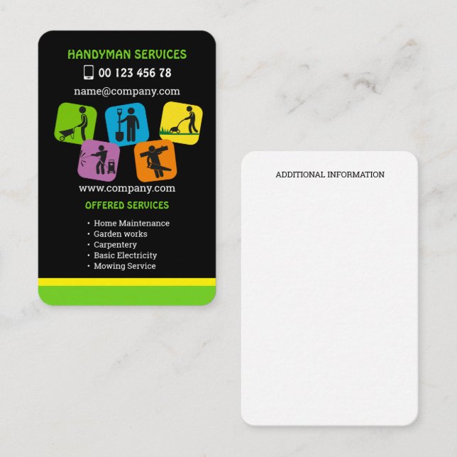 Visita Tarjeta de presentación de servicios de hombre de  (Anverso / Reverso)