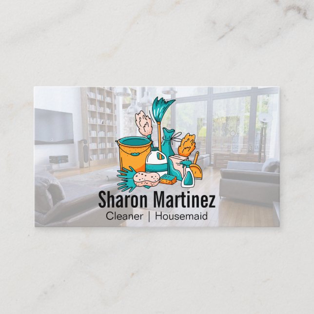 Visita Tarjeta de presentación de Servicios de limpieza d (Anverso)