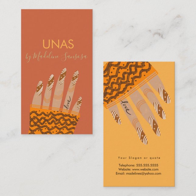 Visita Tarjeta de presentación de técnico en uñas dibujad (Anverso / Reverso)
