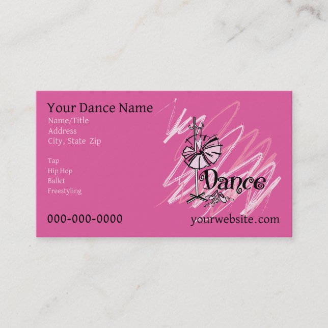 Visita Tarjeta de presentación de tema de baile (Anverso)