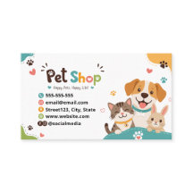 Tarjeta de Presentación de Tienda de Mascotas Dive
