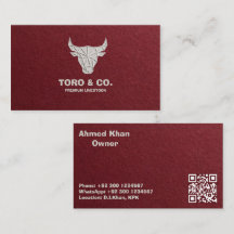 Tarjeta de presentación de toro de lino rojo - Log
