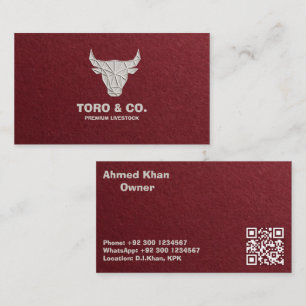 Visita Tarjeta de presentación de toro de lino rojo - Log