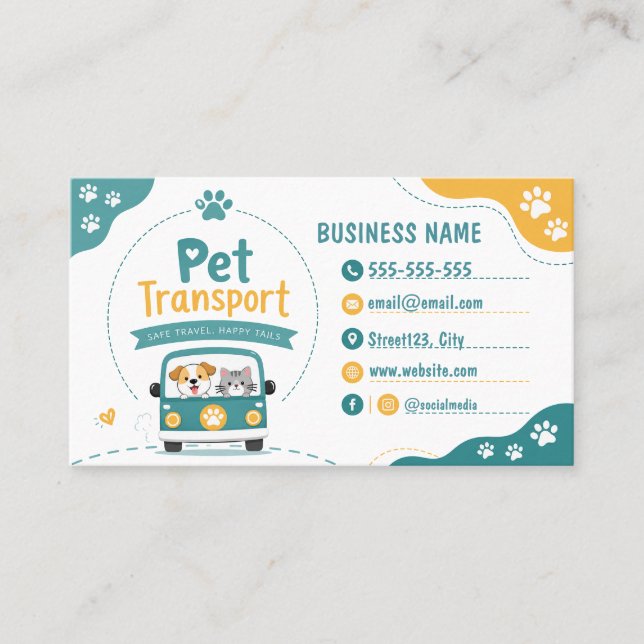 Visita Tarjeta de presentación de transporte de mascotas  (Anverso)