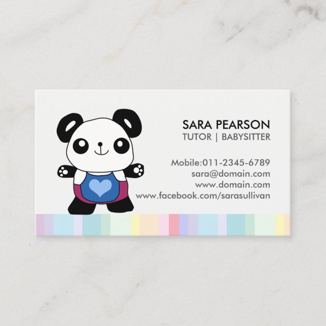 Visita Tarjeta de presentación de tutor Panda Lindo (Anverso)