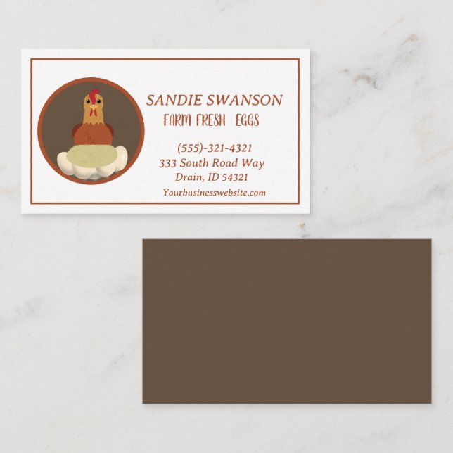 Visita Tarjeta de presentación de venta de huevos frescos (Anverso / Reverso)