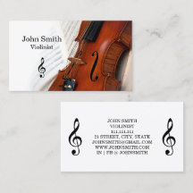 Tarjeta de presentación de violinista de violín bl