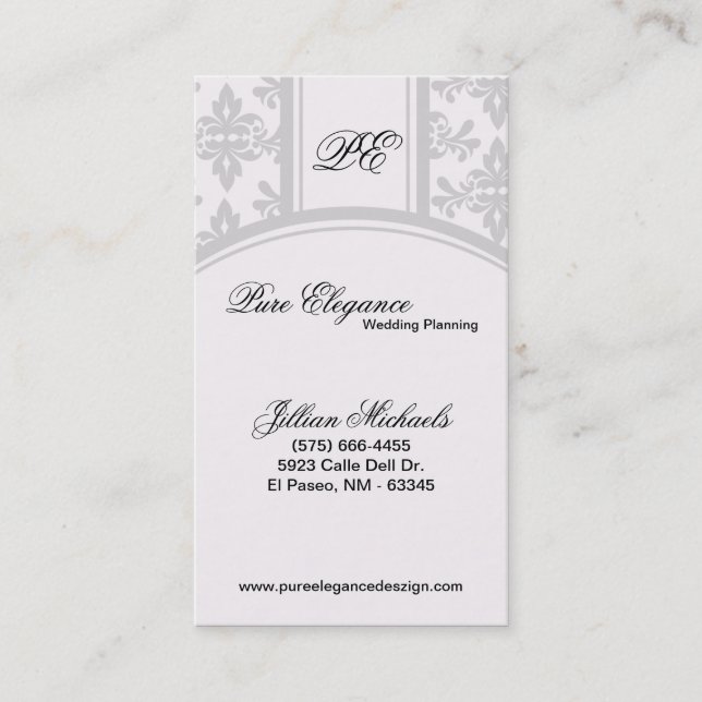 Visita Tarjeta de presentación de Wedding Planner Damask  (Anverso)
